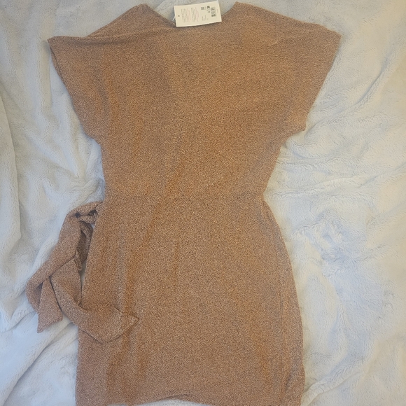New Sézane KEREN dress in gold/bronze shimmer size XL - Picture 12 of 13